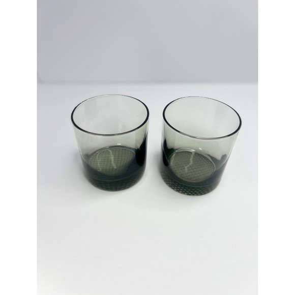 Other - 2 Smoke Grey MCM Tumblers Glass Drink Cup‎ Vintage Barware 3.5" x 3.25"